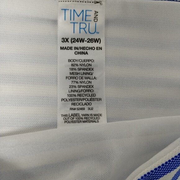Time and Tru Womens 3XL Textured Blue and White Stripe Mid Rise Bikini Bottom - Picture 4 of 5